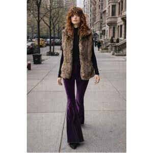 Baguda Faux Fur Vest Brown Plush Boho Festival Winter Layering L